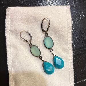 Elegant Blue and Green Drop Earrings